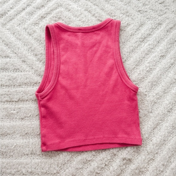 Zara Pink Ribbed Cropped Tank Top Women’s Size Small - Picture 2 of 4